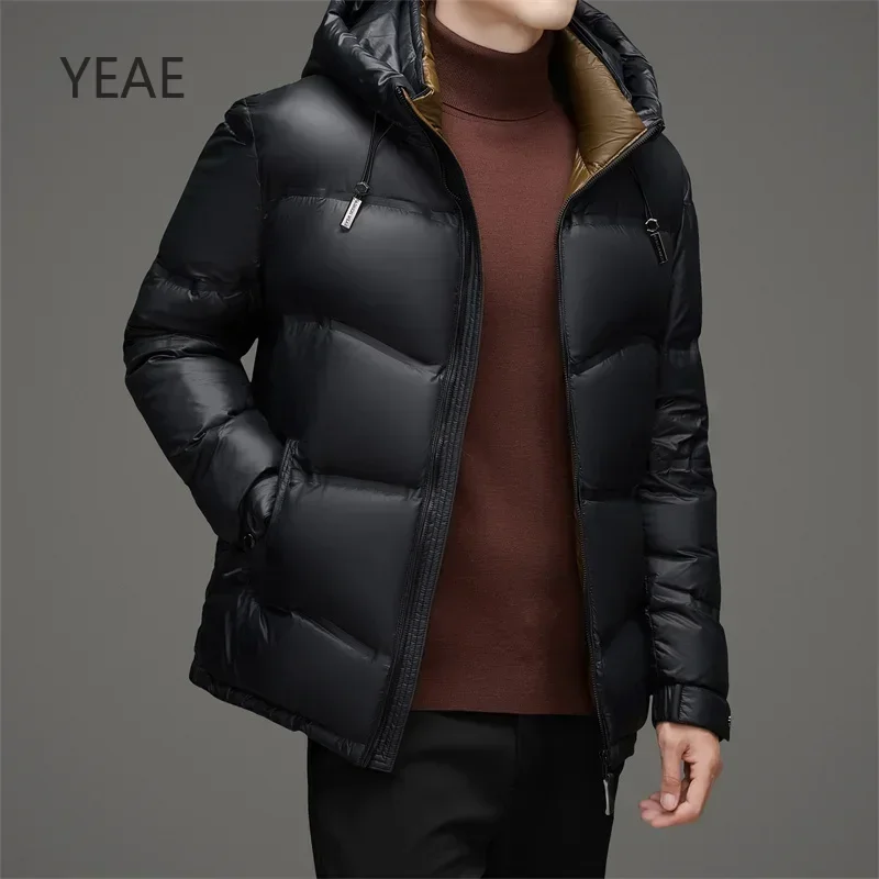 

YEAE Black Gold Short Down Jacket Designer Clothes Men Duck Down Padding Men's Padded Jacket Warm Man Winter Coat Hooded Jackets