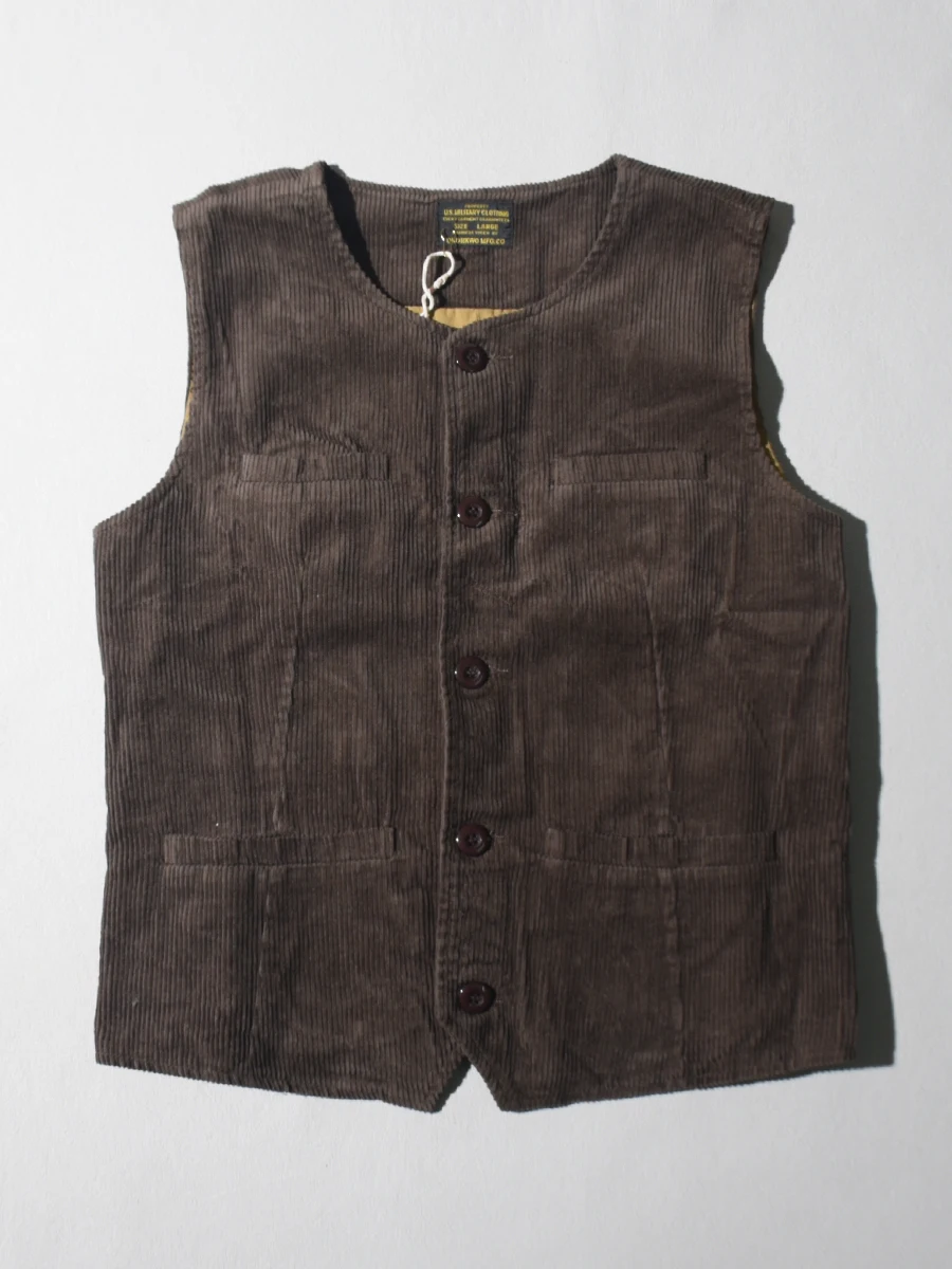 

Retro Corduroy Waistcoat Men's American Casual Suit Inner Wear Soda Sle Faion Simple Western Sle Men's Vest Top