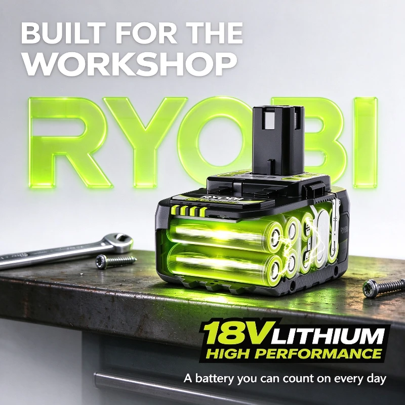 Replacement Battery  Ryobi 18V 4.0Ah Li-ion P108 RB18L50 ONE+ Stable Output Multi Protection For Reciprocating Saw Power Tools