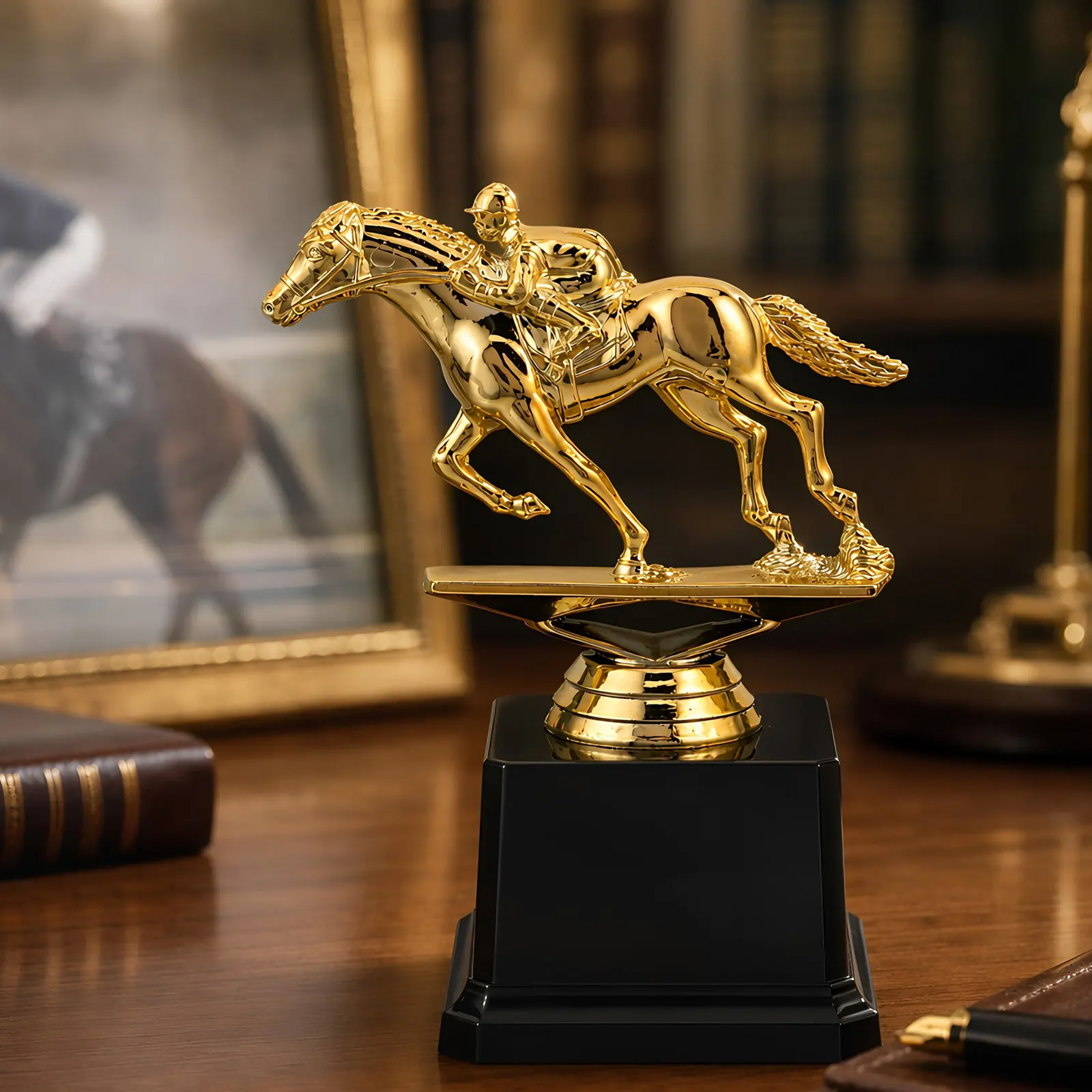 Horse Racing Trophy Cup Plastic Equestrian Award Stable Base Engraved Competition Championship Sports Souvenir