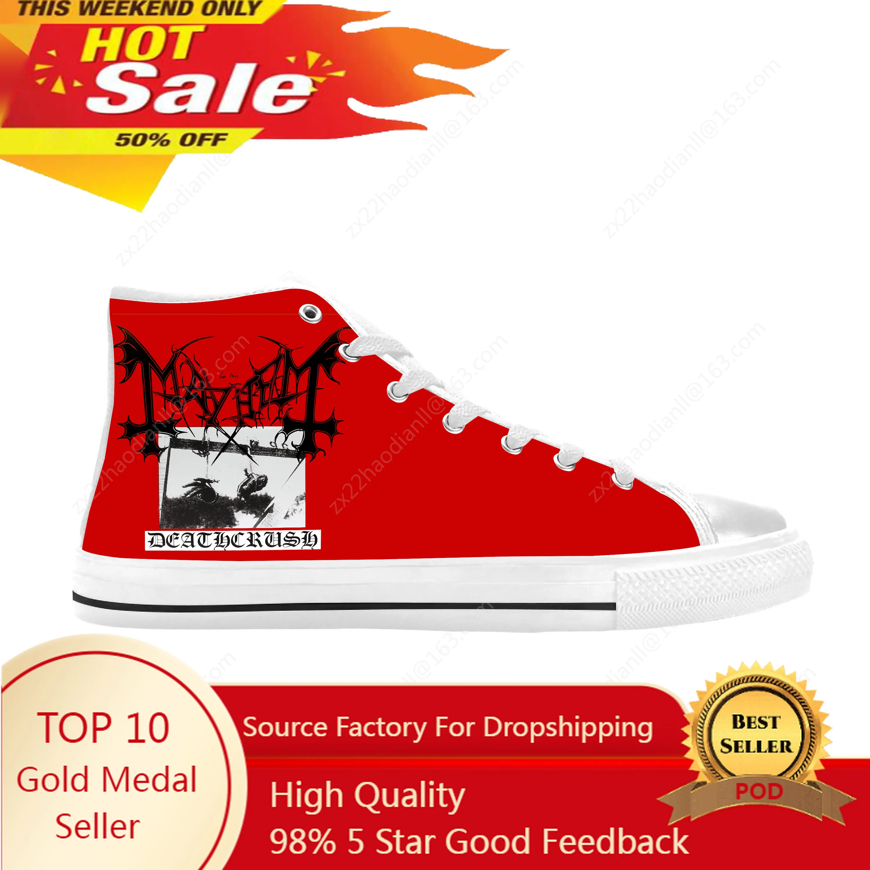 

Rapper Mayhems Death Black Metal Rock Band Singer Casual Cloth Shoes High Top Comfortable Breathable 3D Print Men Women Sneakers