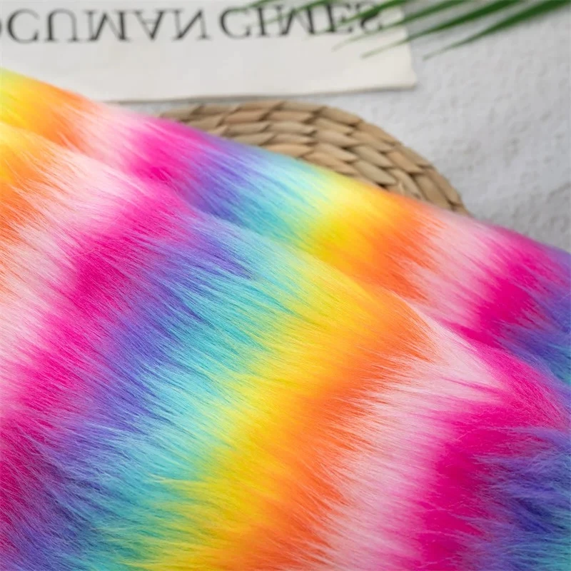 قوس قزح تقليد الثعلب أفخم النسيج للملابس الفراء طوق اليدوية DIY وشاح الديكور السجاد اكسسوارات حصيرة الخياطة القماش