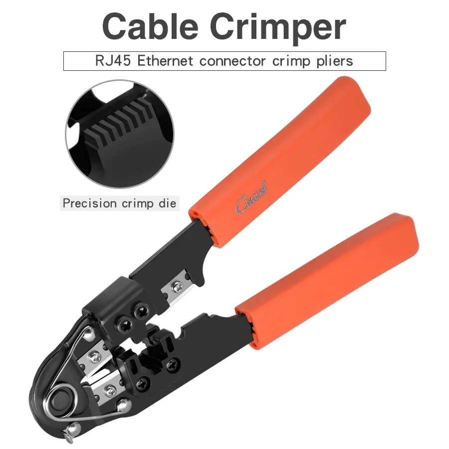 CNCOB Ethernet Cable Crimper Tool, Wire Stripper, Cutter,Crimp for Cat5, Cat5e, Cat6 Connectors