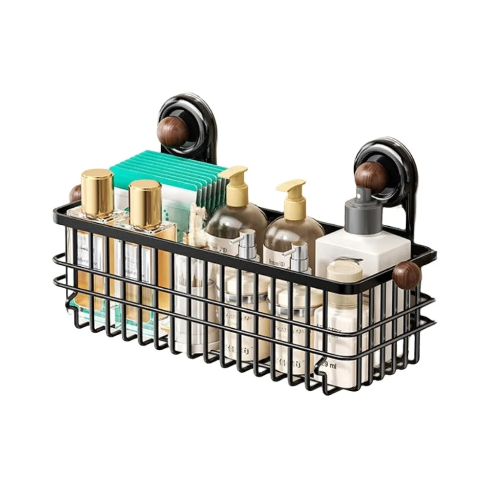 Strong Adhesion Suction Wall Basket for Secure Placement in High Traffic Areas Like For Kitchen Countertop or Shower