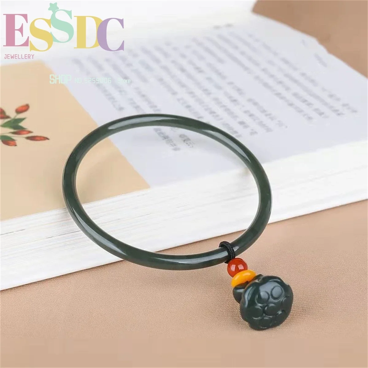 

Naturally New Hotan Jade Blue Jade Jingle Bracelet Female Girl Slim Lotus Green Ware Women Simplicity Fashion Jewelry Gift Retro