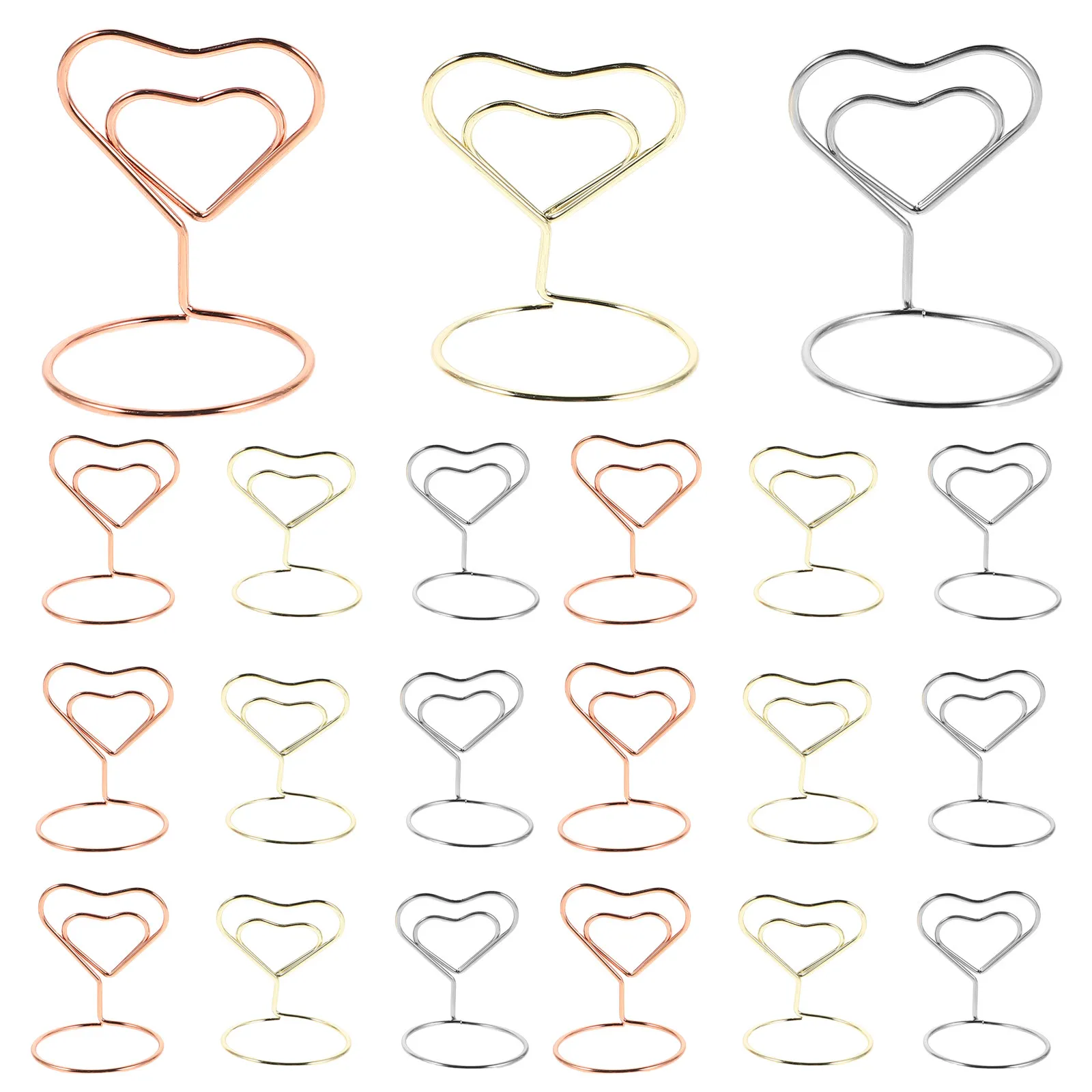 30Pcs Heart Shape Clip Stand for Memos Photos Notes Business Cards Place Cards Table Number Displays Mini Picture Stand Office