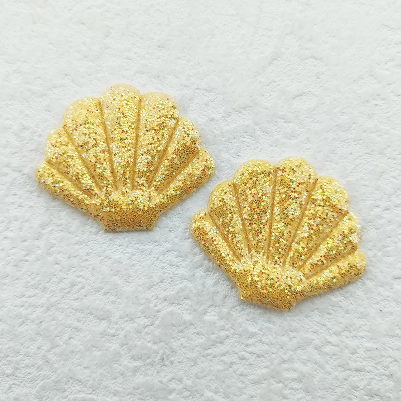 60 Stück 3,5*3 cm glänzende, glitzernde Muschel-Applikationen mit Polsterung für Kleidung, Hüte, Nähzubehör, DIY-Kopfbedeckungen, Haarspangen, Schleifendekorationen und Aufnäher – Detail 14