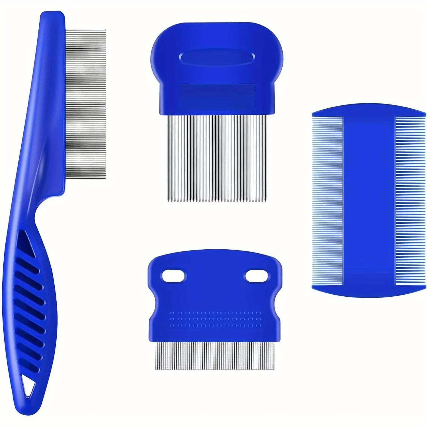 4-Piece professional-grade stainless steel cat and dog flea tick comb set, essential for daily pet care, durable and anti-rust ins wind Internet celebrity explosion, safe and mild without hurting the skin