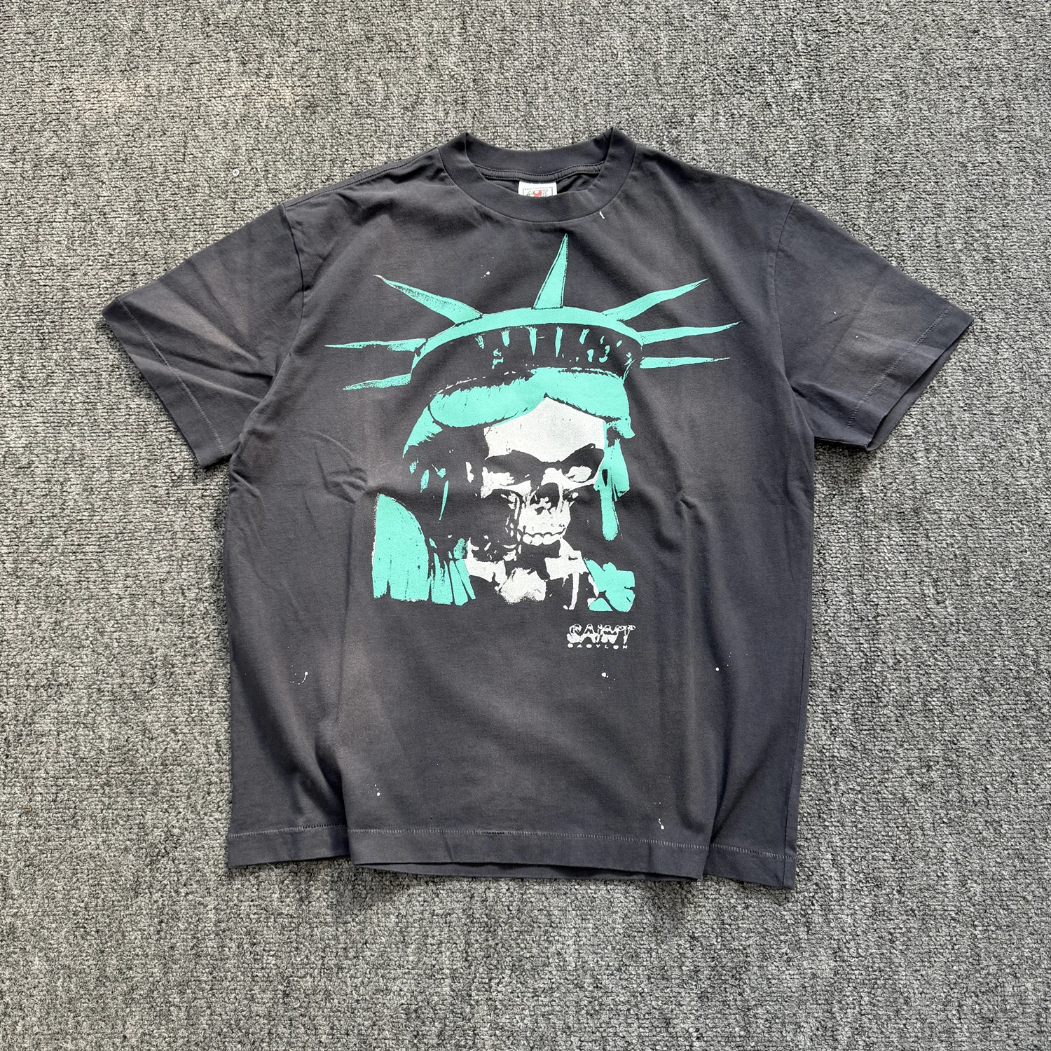 

Saint of Michael Men's Vintage Band T-irt Loose Fit ort Sve Printed Skull 666 Waed k Sle Cotton Streetwear