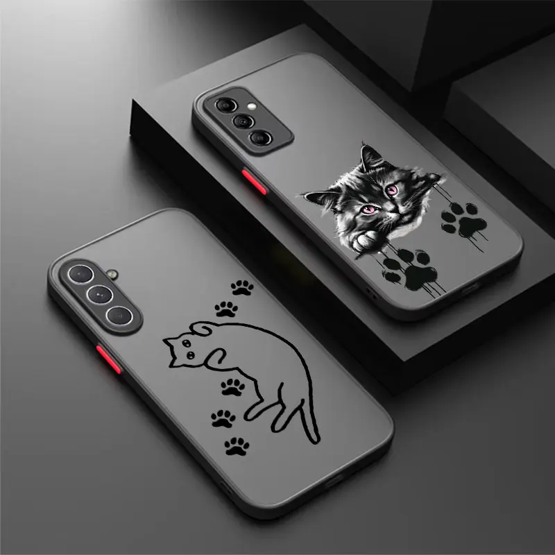 Matte Phone Case For Samsung Galaxy A05 A06 A07 A13 A14 A15 A16 A17 A23 A24 A25 A26 A33 A34 A36 A53 A54 A55 A56 A73 Cat