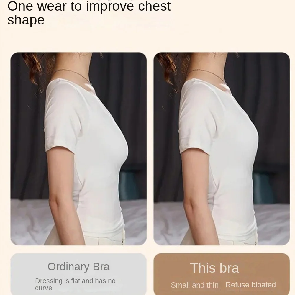 Traceless Draadloze Diepe V-bh Schokbestendig Nauwsluitende Beha voor Vrouwen Verzamelde Borsten Kersenbloesem Vorm Naadloze Bh's