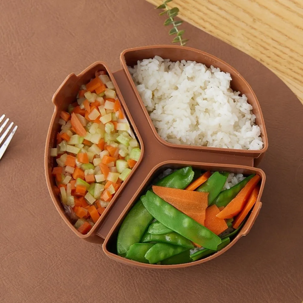 Food-grade Silicone Divided Stewpot Anti-slip Bottom Large Capacity 3 Grids Inner Pot Heat-resistant Handle 1800ml