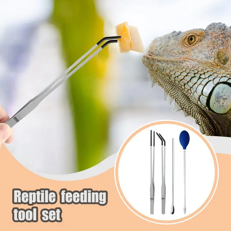 Reptile Feeding Tongs Aquarium Rubber Tip Feeding Tweezers 4 Pieces Comfortable Professional Terrarium Reptile Supplies For