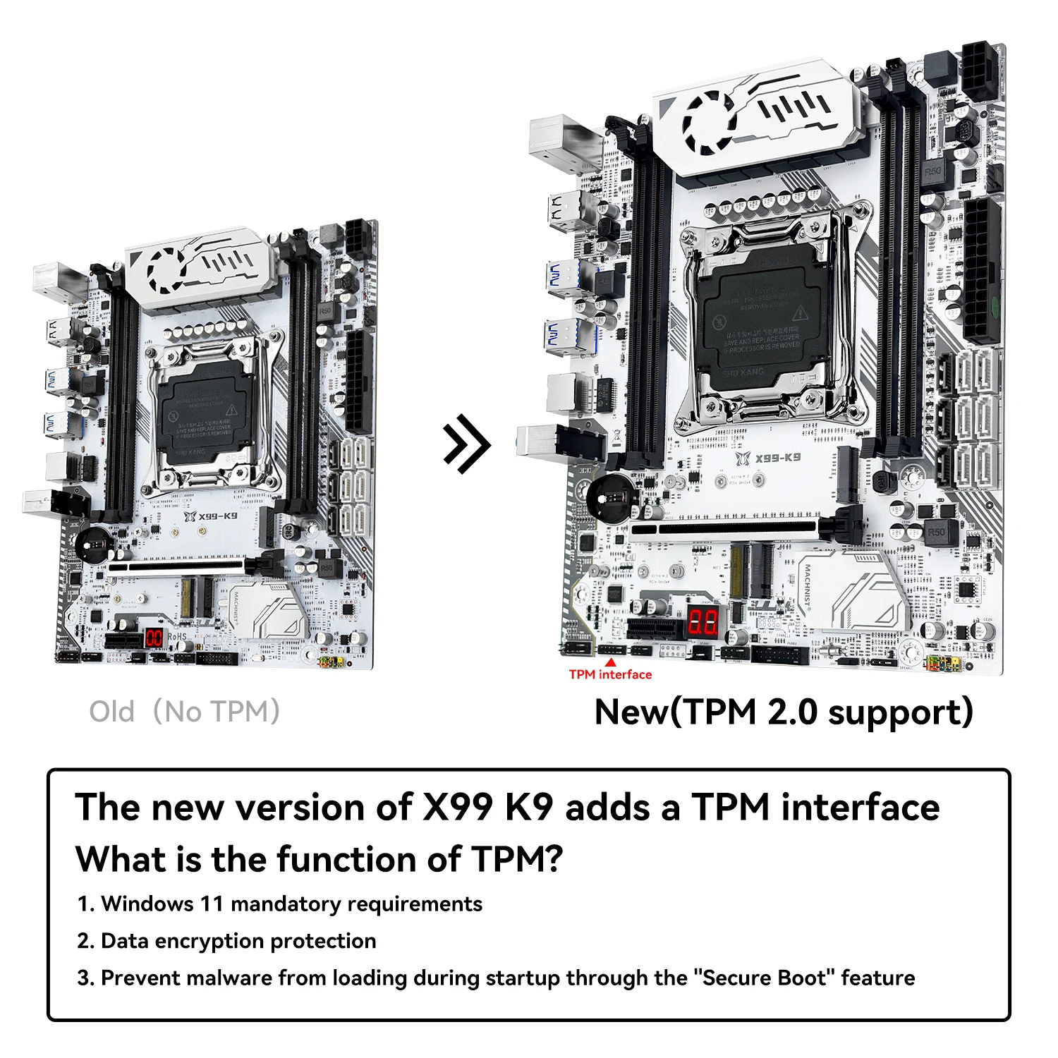 MACHINIST New upgrade X99 Gaming Motherboard LGA 2011-3 cpu C612 Chip Supports TPM2.0 Four Channel DDR4 NVME/WIFI M.2 Interface