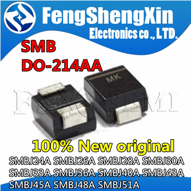 20pcs SMBJ24A LZ SMBJ26A ME SMBJ28A MG SMBJ30A MK SMBJ33A MM SMBJ36A MP SMBJ40A MR SMBJ43A MT SMBJ45A MV SMBJ48A MX SMBJ51A MZ