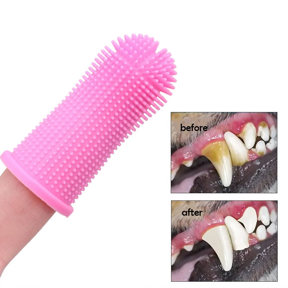 360 Degree Cat Finger Brush Design Dental Care Kit For Small/Medium/Large Cats Teeth Cleaning Toothpaste Bathroom Grooming