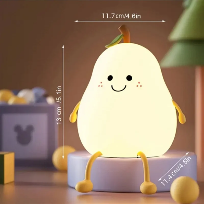 

SHGO-Pear Shaped Dimmable LED Night Light 7 Colors Usb Rechargeable Portable Bedside Table Lamp For Kids Cute Room Decor