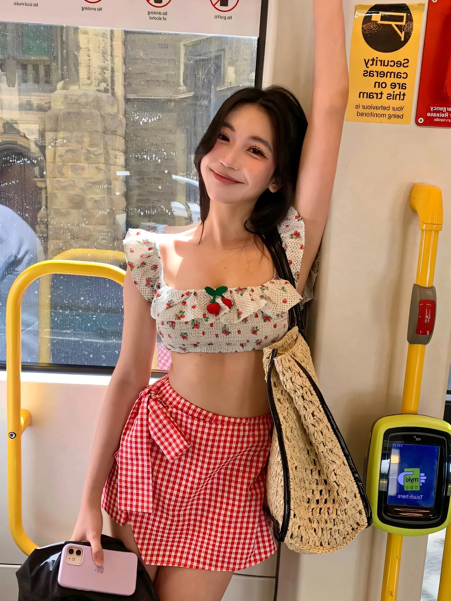 

Thai Sexy Pure Desire Cherry Print Bikini Women's Holiday Thermal Spa Swimwear Strapl Two-Piece Swimsuit Beach Vaion