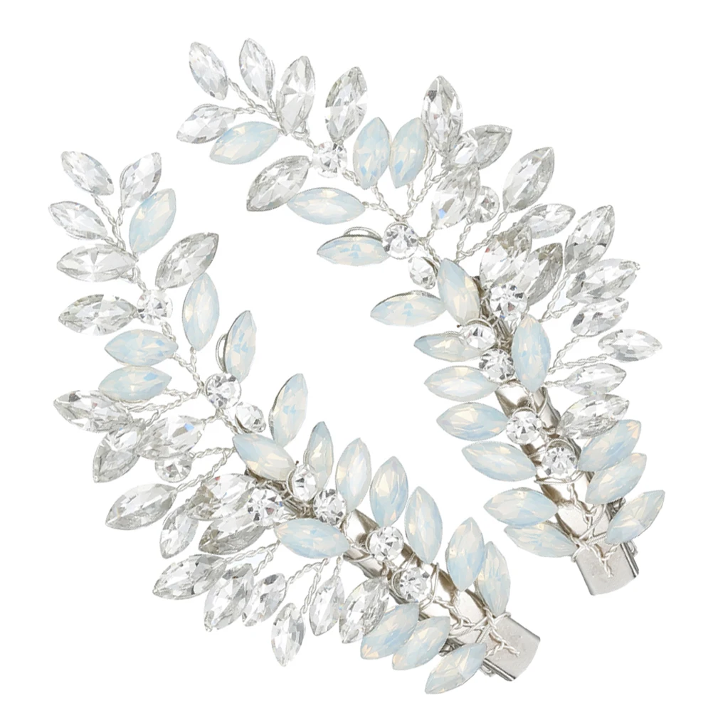 

2pcs Crystal Hair Barrettes Elegant Women Shiny Hair Clips For Party Office Daily Wear Bridal Decoration Set