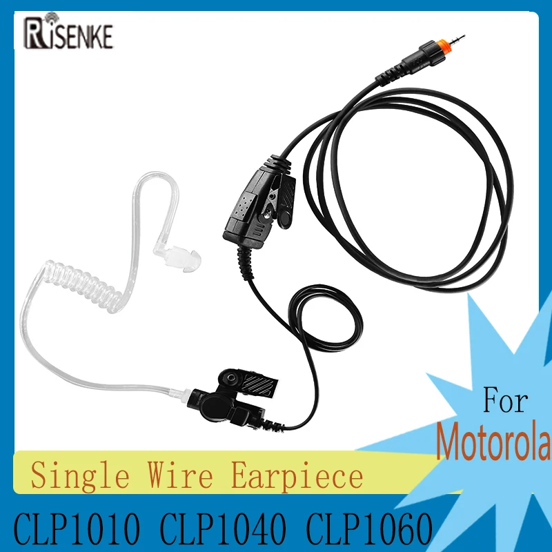 

RISENKE Acoustic Tube Headset for Motorola CLP1010 CLP1040 CLP1060 Replace HKLN4487 Radio , Single Wire Earpiece with PTT Mic