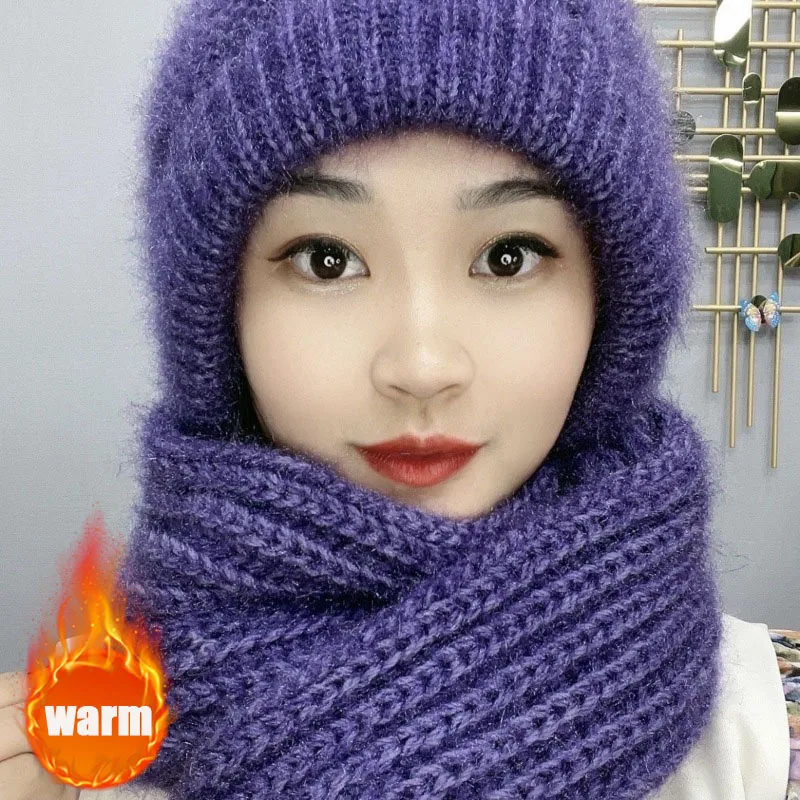 

Зимняя вязаная шапка и шарф, комплект для женщин, теплая ветрозащитная уличная шапка, холодостойкая шапка с защитой ушей для езды на велосипеде, пешего туризма, путешествий
