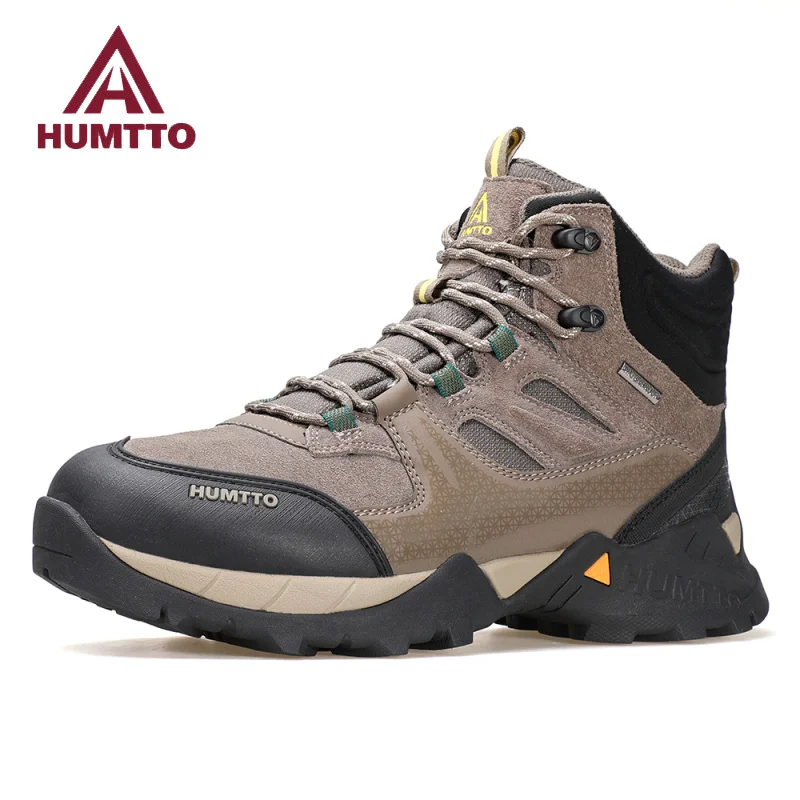 

HUMTTO Leather Boots for Male Waterproor Platform Ankle Boots Men Winter Black Men's Sneakers Luxury Designer Work Safety Shoes