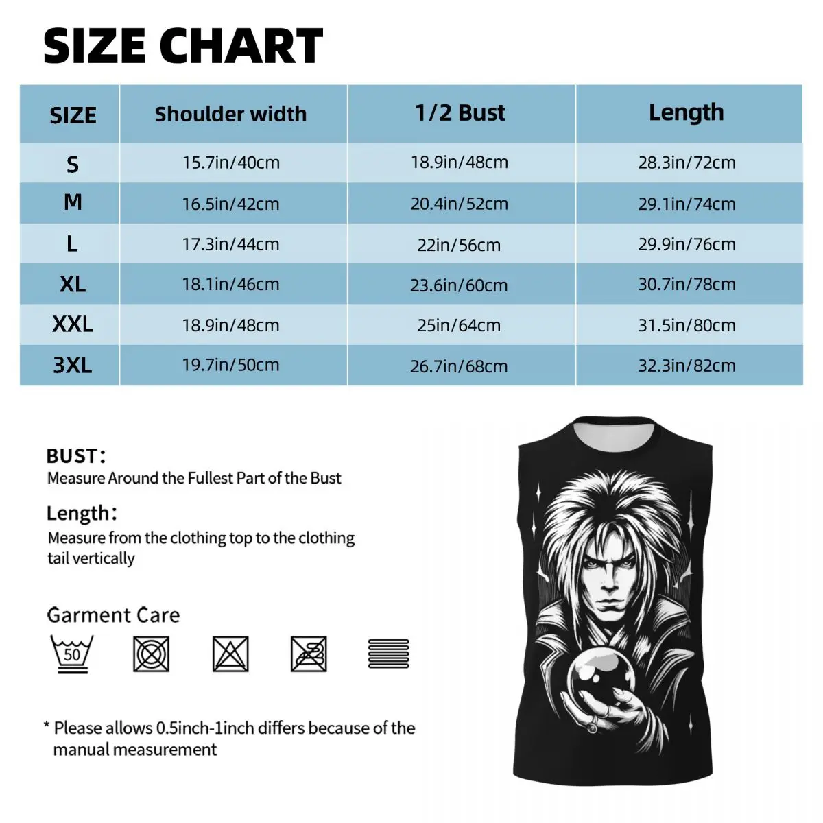 Jareth The Goblin King Labyrinth- It's Only Forever Men Sleeveless T-shirt Casual Hip Hop Street Style Beach Holiday Tank Tops