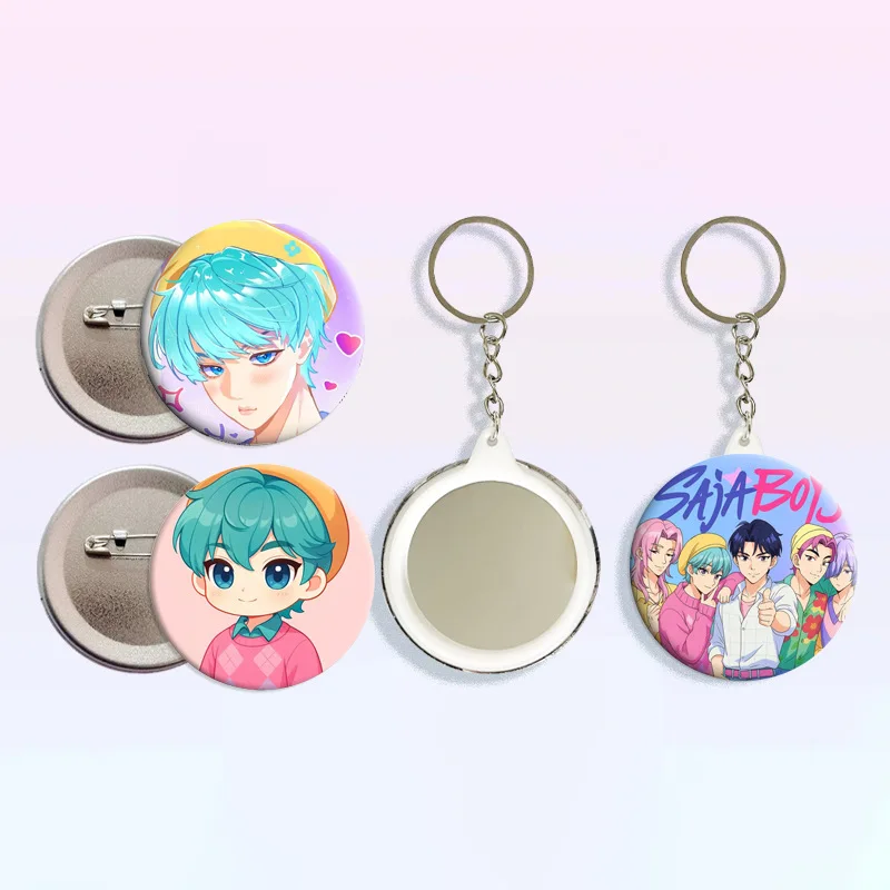 Kpop شيطان الصيادين Huntrix Saja بنين الكرتون شارة مرآة المفاتيح قلادة حلقات المفاتيح السيارة ظهره اكسسوارات هدايا عيد الميلاد #2