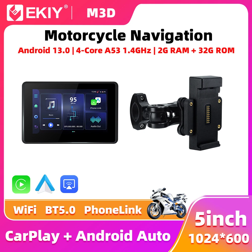 

EKIY 5.0" Android 13.0 2GB+32GB For BMW R1200GS R1250GS Wireless CarPlay Moto Android Auto GPS Motorcycle Navigation Dashboard