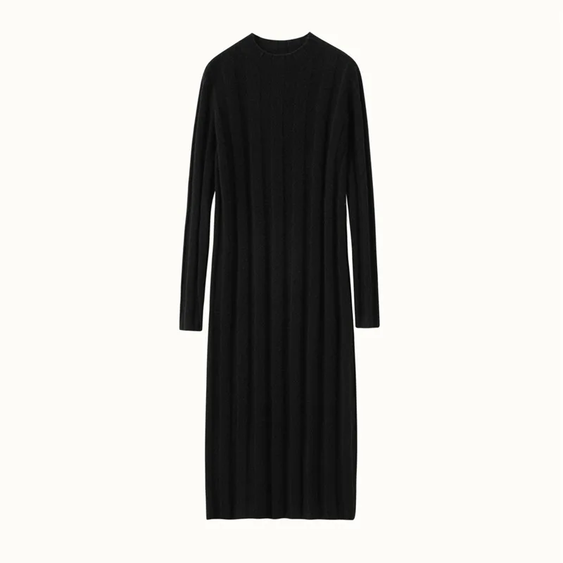 Birdtree, lockeres Wollkleid aus Kaschmir, mittellanger Pitbar-Stil für Damen, 2024, neues Herbst- und Winterkleid D48906KE