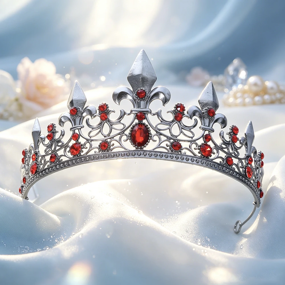Medieval Gothic Antique Silver Rhinestone Crown Bridal Tiara Hair Accessory Vintage Royal Headwear Wedding Costume Theme Parties view 3