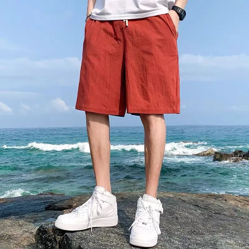 Plus size cotton linen Shorts Men Casual Beach Shorts Quality Bottoms Elastic Waist Board shorts  men summer trouser