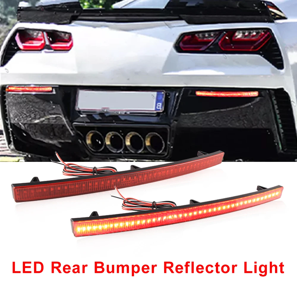 2xSmoked/Red Lens Red LED Car Rear Bumper Reflector Lights For 2014-2019 Chevrolet Corvette C7 Brake Tail Lights Rear Fog Lights