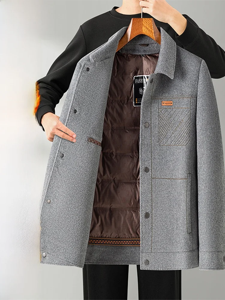 

Утепленное двустороннее шерстяное пальто для мужчин TUCANO: осенне-зимняя городская мода, длинный рукав, приталенный крой, со съемной подкладкой