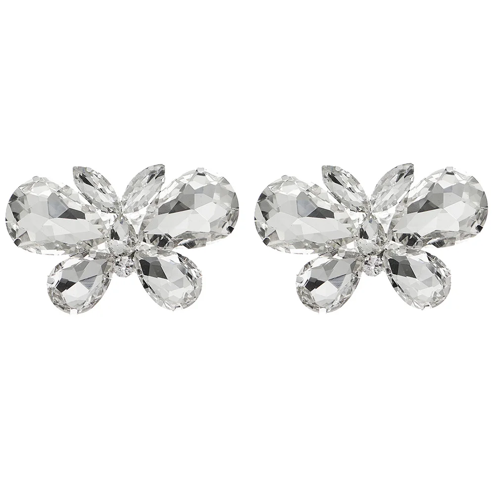 

1 Pair Dazzling Rhinestone Shoe Buckles Silver Alloy Wedding Clips Detachable Bridal Accessories Crystal Decor For Heels Flats