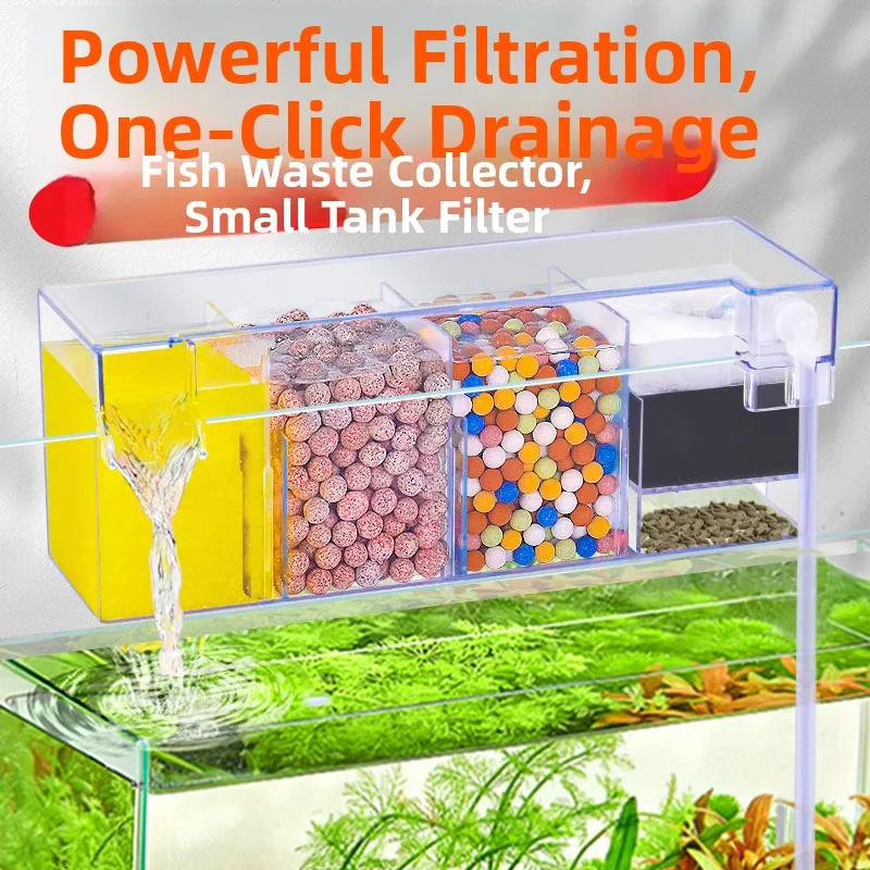 

Tee-In-One Fi Tank Filter Box Hanging Wall System Cerc Ring Water Purin Circulation Turtle Tank Small Aquarium