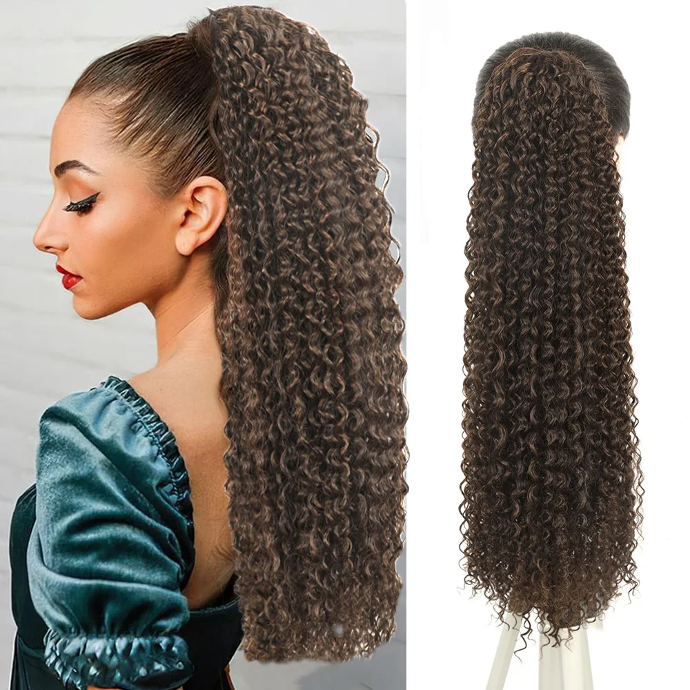 

Синтетический афро-пучок для наращивания волос, 24 дюйма, кудрявый, на шнурке, для женщин, для повседневной носки и вечеринок