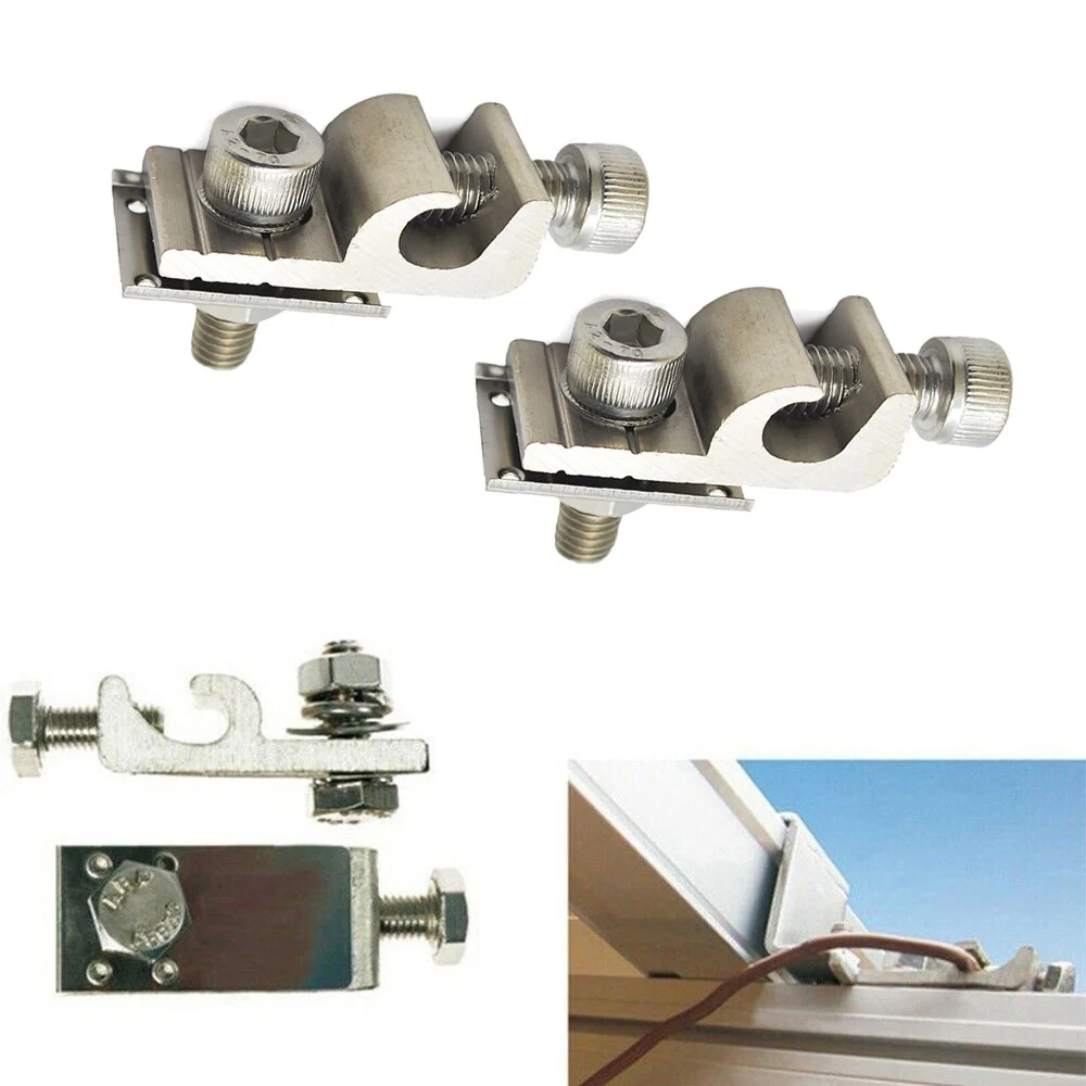 Accessories Home Renovation Grounding Buckle Ground Clip Anodized Aluminum 6005-T5 Solar Panels Stainless Steel