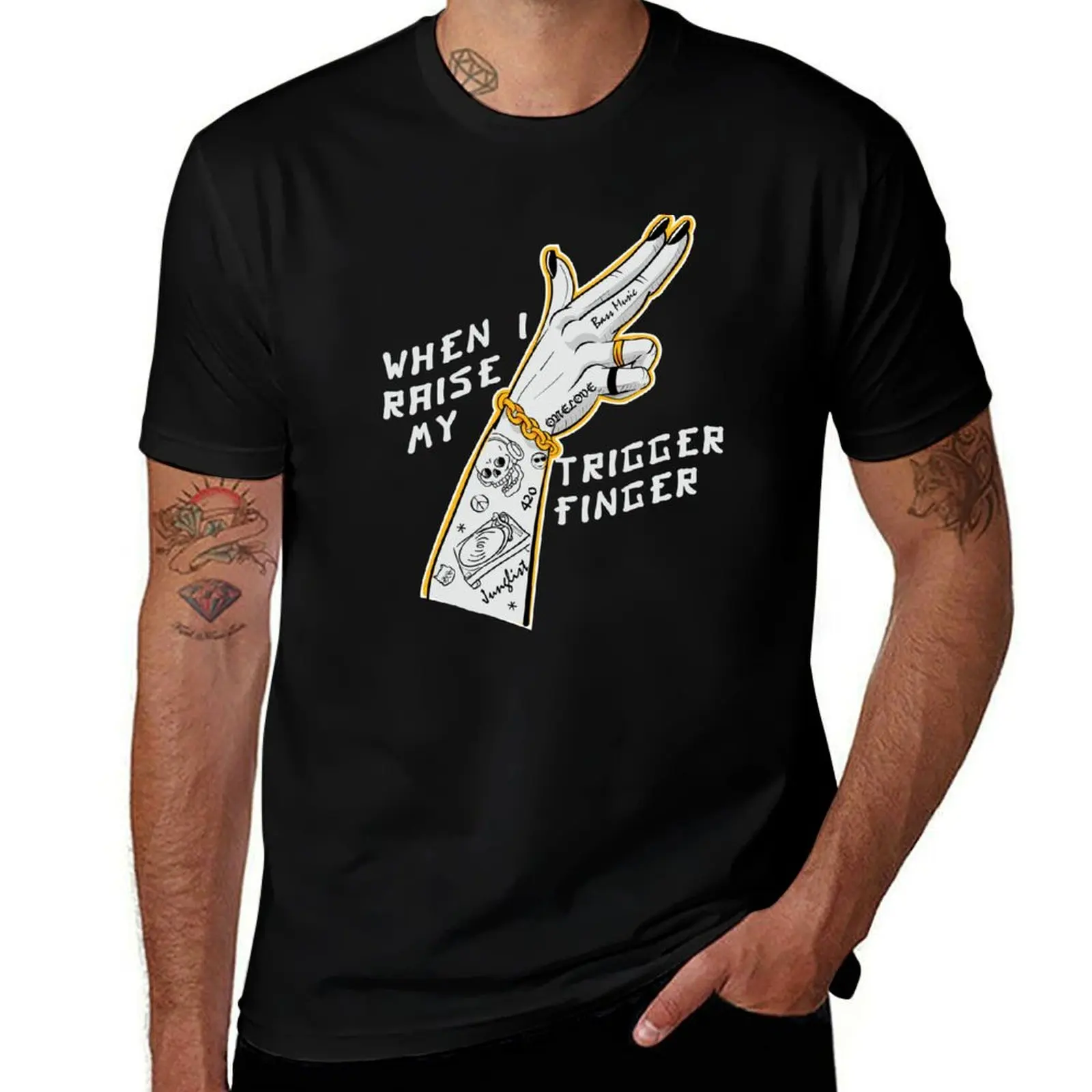 When I Raise My Trigger Finger - Original Junglist Black Edition T-Shirt Plus Size Basic Cotton T-Shirt