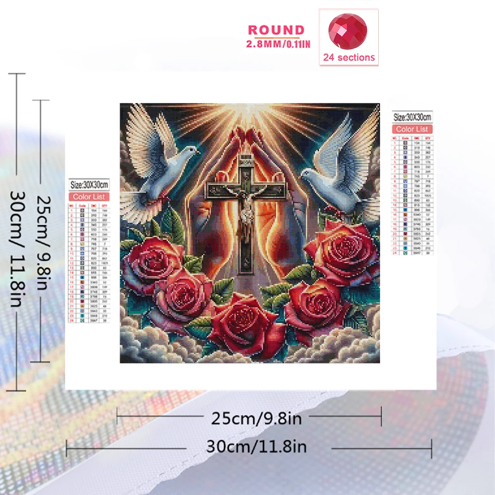 Evershine DIY Diamond Embroidery Religion Jesus Painting Cross Mosaic Rose Pigeon Picture Home Bedroom Wall Artwork
