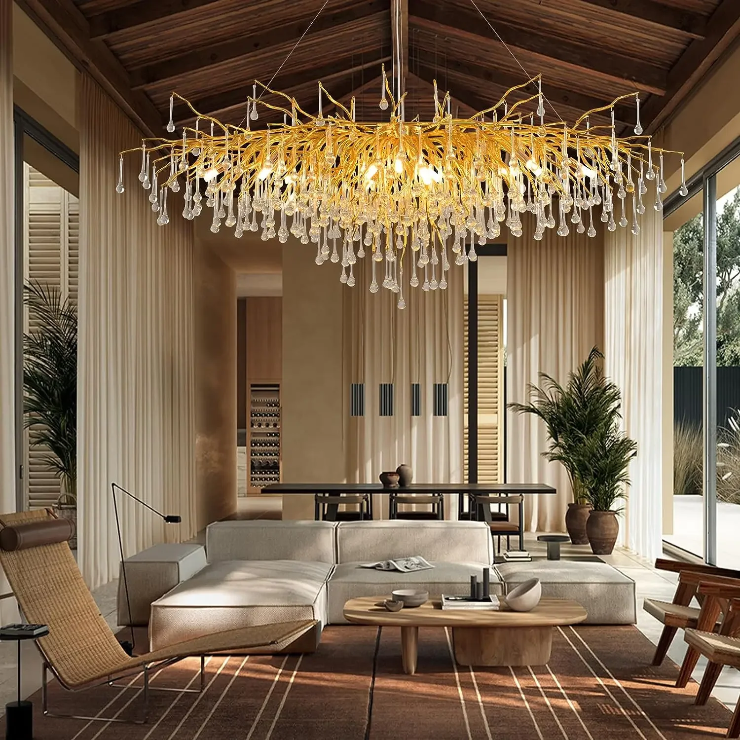 Modern Crystal Chandelier For Living Room Gold Chrome Drip Ceiling Chandelier Pendant Lights Dining Room Bedroom Light Fixtures