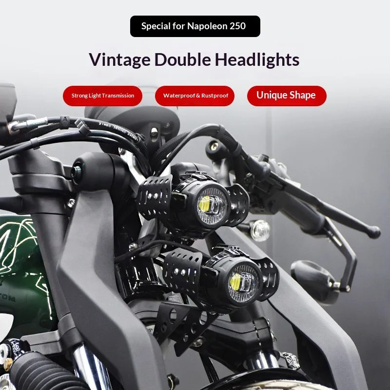【Premium】For Napoleon 250 Modified Dual Headlight Assembly with LED Lenses for High and Low Beams – Super Bright Headlight Kit