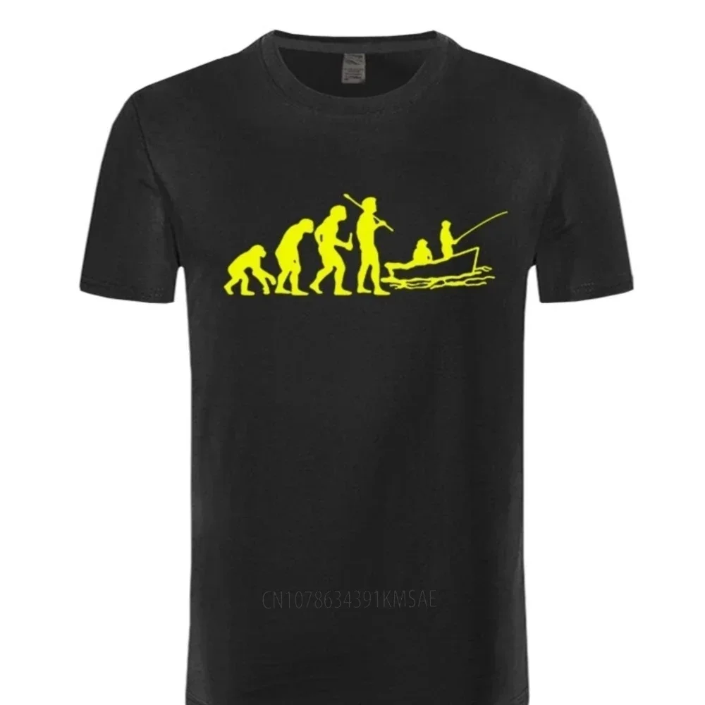 

Evolution Fish Tshirt Hunter Fishinger on Board T-Shirt Summer Brand T-shirts Large size O-Neck Cotton Brand Tops Tee