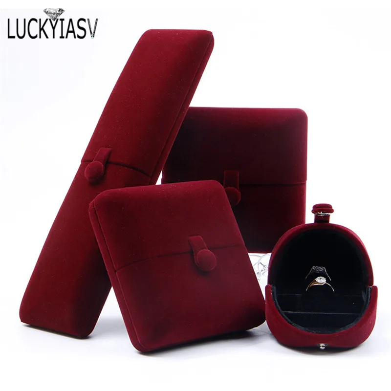 Wholesale Velvet Jewelry Box Double Open Ring Pendant Earrings Necklace Box Valentine\'s Day Surprise Gift Box Organizer Case