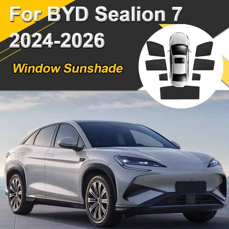 

Car Sun Shades For BYD Sealion 7 2024 2025 2026 Sunshades Magnetic Heat insulation Visor Mesh Window Curtains Auto Accessories