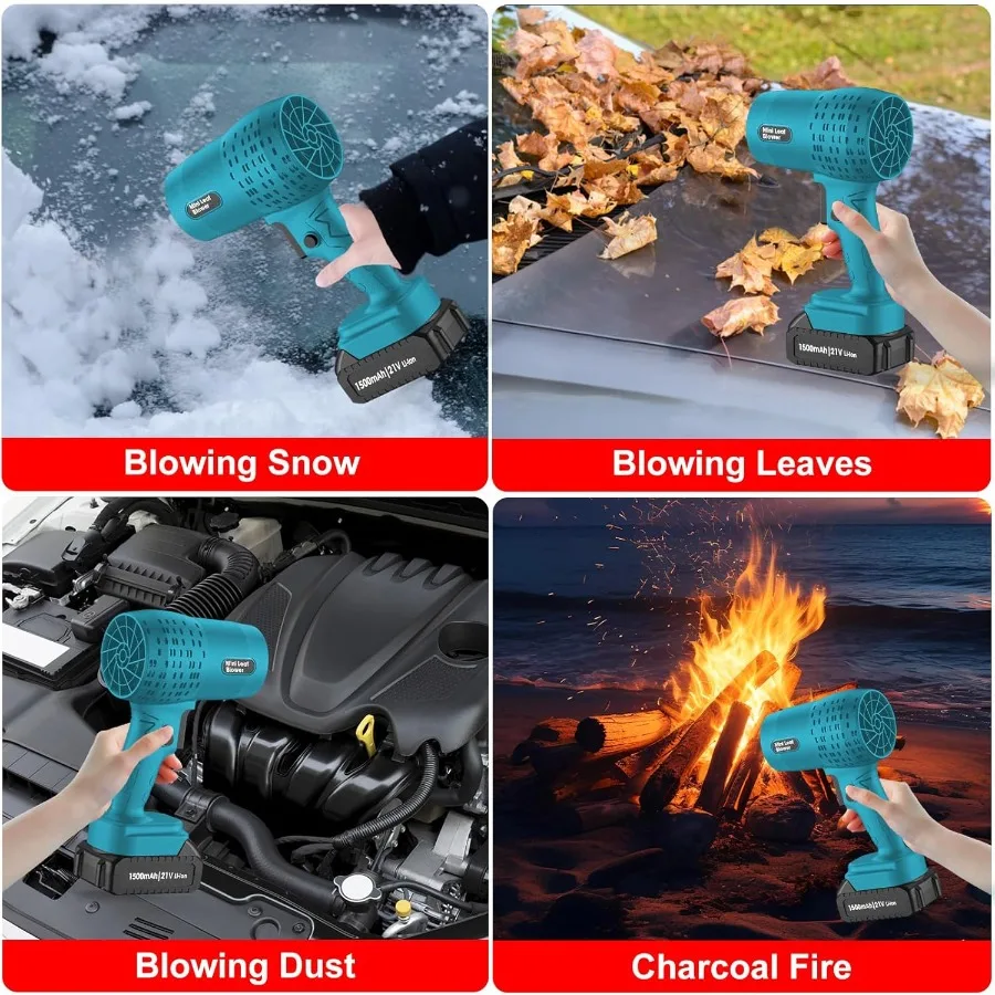 منفاخ أوراق الشجر مع بطاريات 21V2 قطعة 950000 دورة في الدقيقة مروحة قوية عالية السرعة المتغيرة 200 ميلا في الساعة منفاخ هواء محمول مثالي لسيارة Dryi