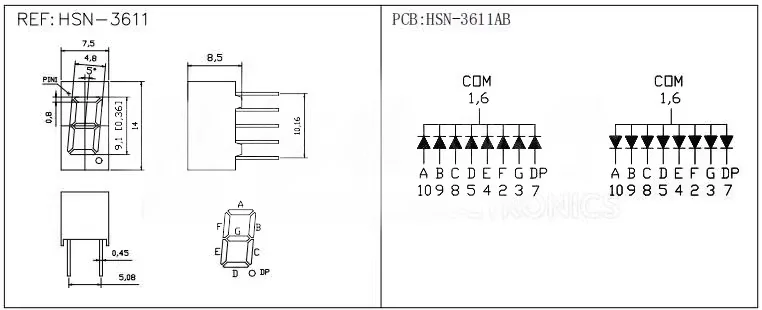 5 Stück Digitalröhren-Display 0,28 0,36 0,4 0,56 Zoll LED 7-Segment Gemeinsame Anode/Kathode 1 2 3 4 Bit Rot Blau Weiß Grün Gelb – Detail 2