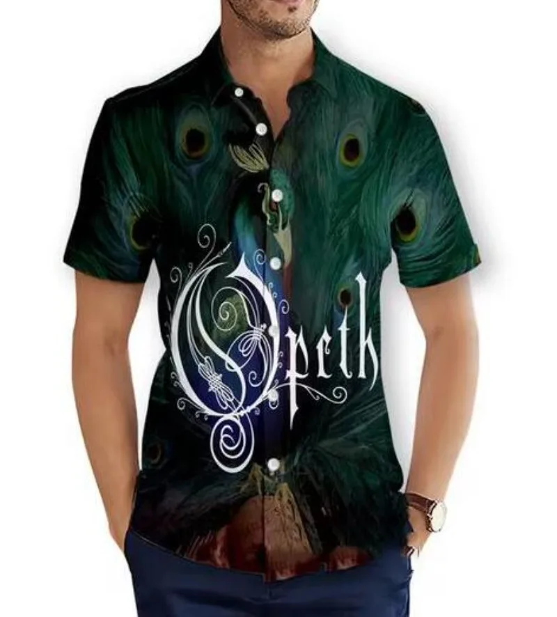 

Hawaiian Short Sleeve Men's Shirt Casual Opeth Rock Funny 3D Printed Casual Shirts Fashion Men Tops K032