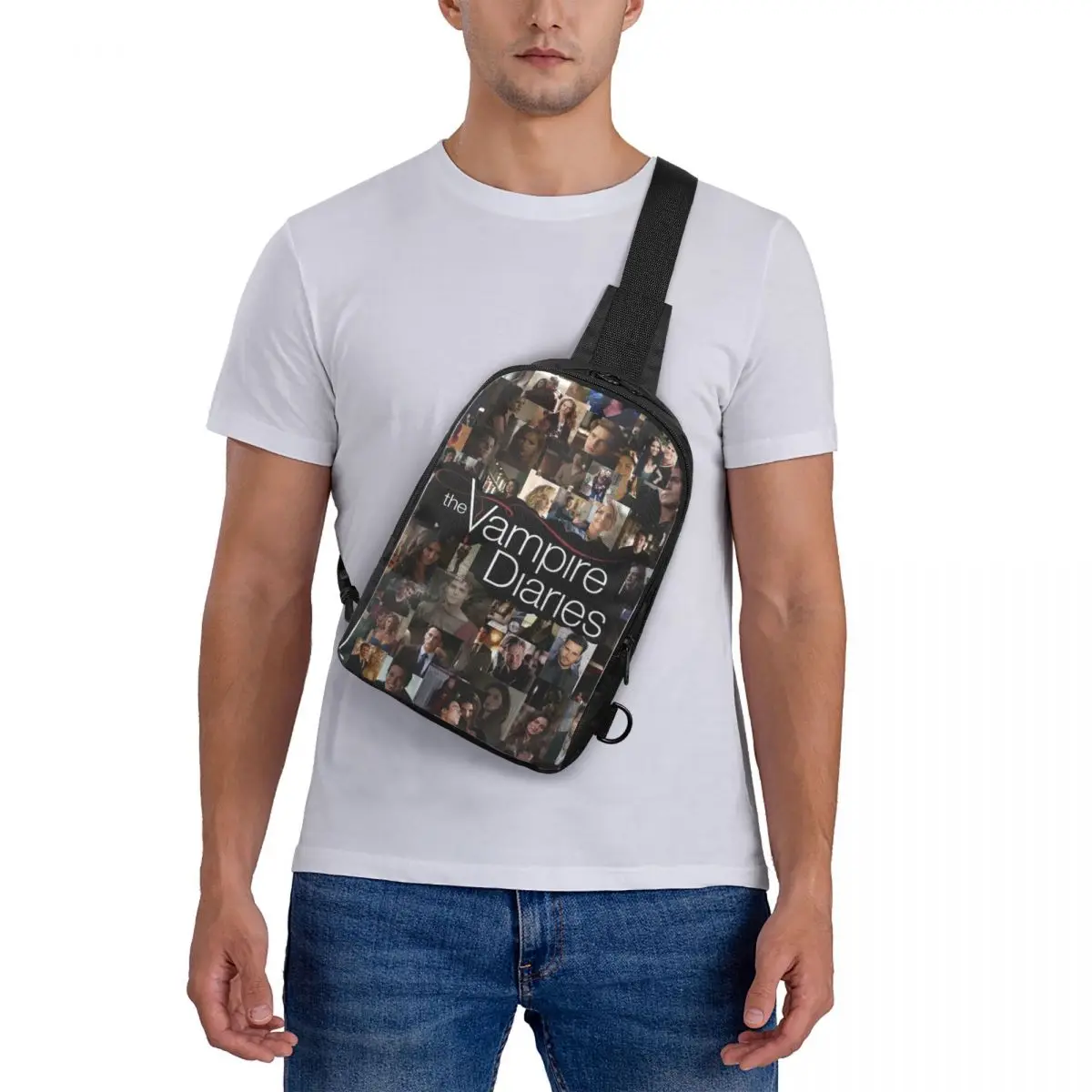 

The Vampire Diaries Damon Salvatore Chest Bag Crossbody Backpack Sling Shoulder Bag For Men Travel Hiking Daypack