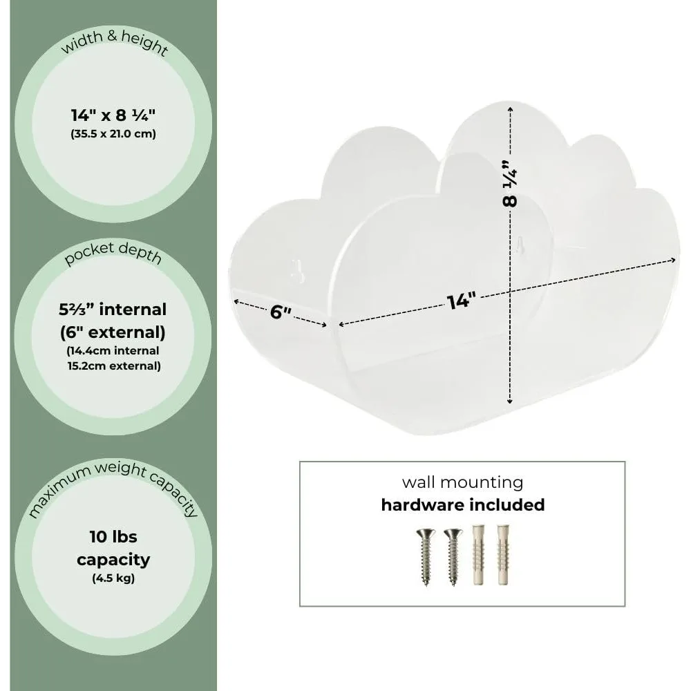 جيب عرض مثبت على الحائط من الأكريليك - منظم تخزين شفاف لحضانات الأطفال وغرف نوم الأطفال